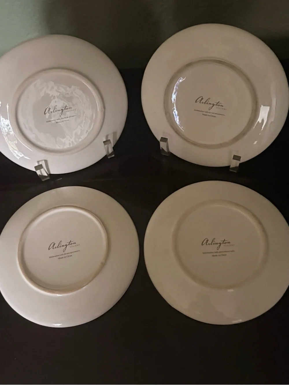Arlington Designs Bunny Ceramic 4 Appetizer And Dessert Plates Tan and White 6”